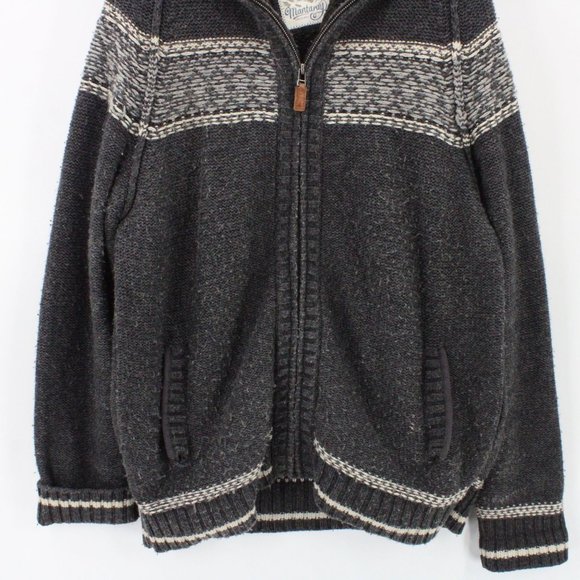 Mantaray Jacket Mens Gray Knit Heavyweight Full Zip Hooded Cotton Blend Medium M - Picture 4 of 9